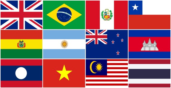 Flags of the countries we will visit